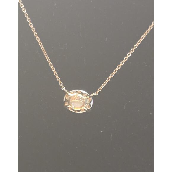 Dainty 10 K Gold Necklace with Floating Pearl/opal? Pendant - Picture 3 of 3